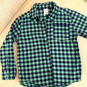 Carters Mint & Navy Blue Checkered Boys Button Down